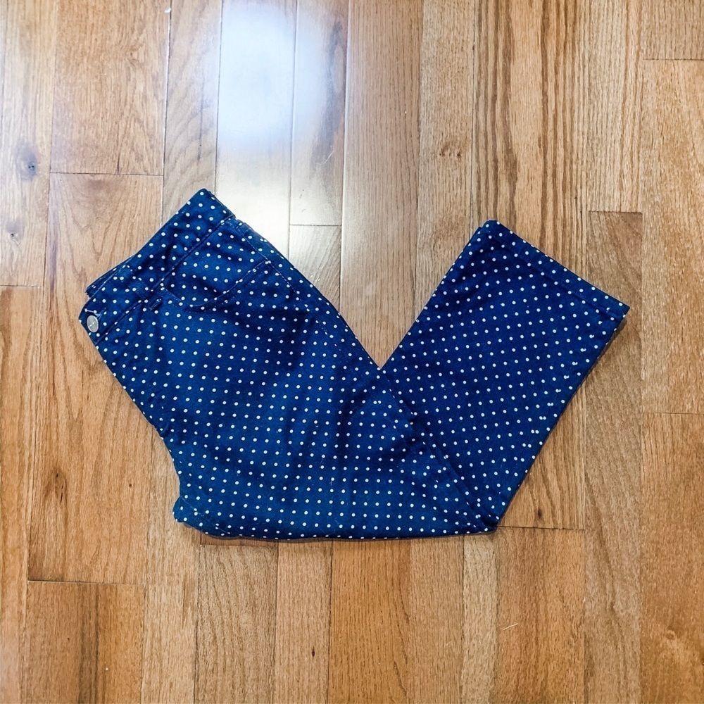Chaps Navy Blue & White Polka Dot Crop Pants